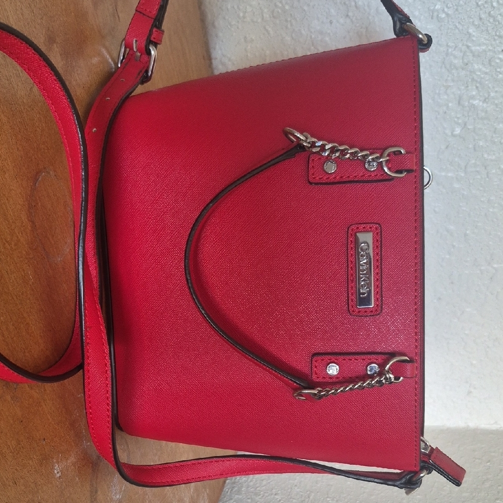 Calvin Klein Red Crossbody Bag with Structured Design